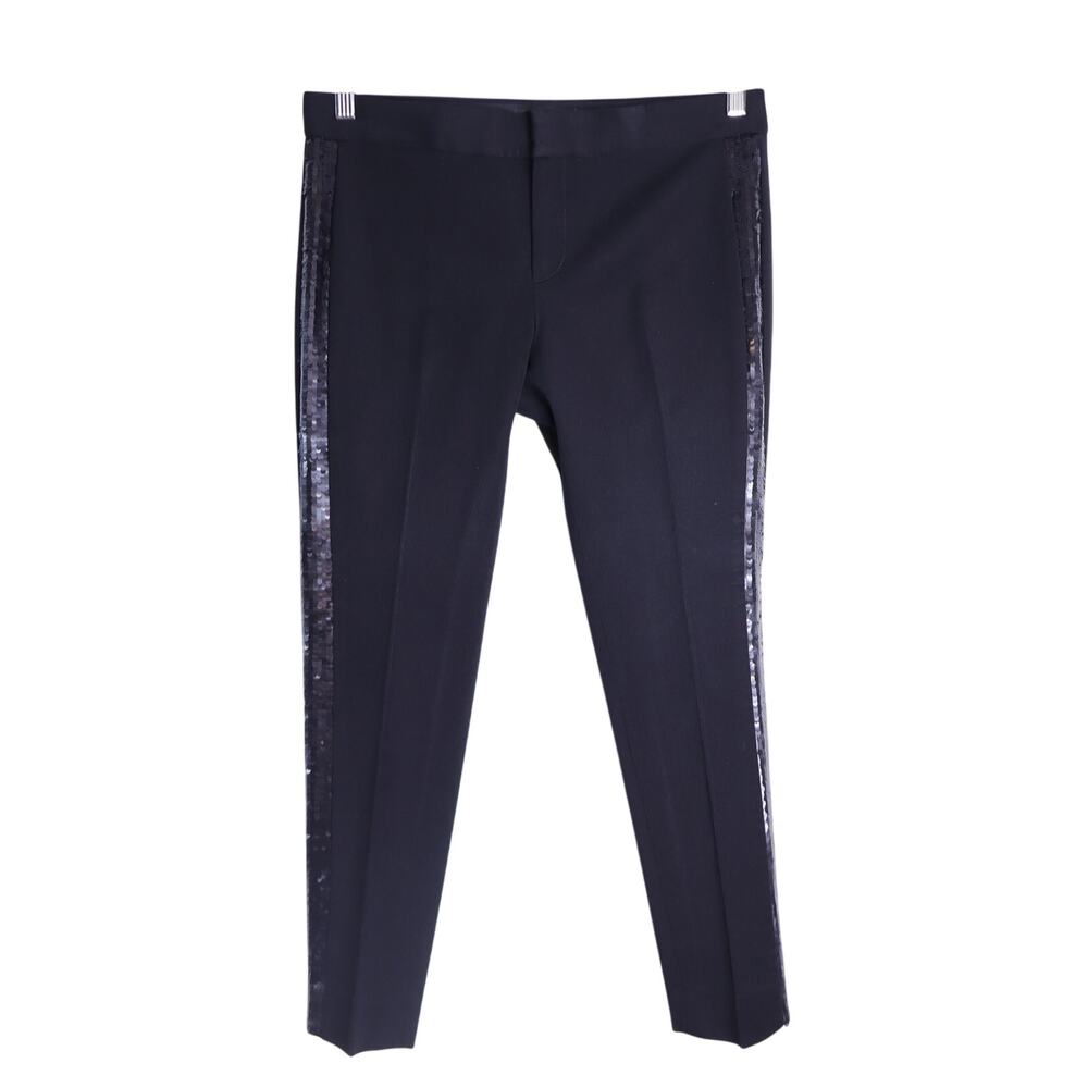 BANANA REPUBLIC Sloan Tuxedo Stripe Ankle Pant Black Skinny Fit Women's 4P